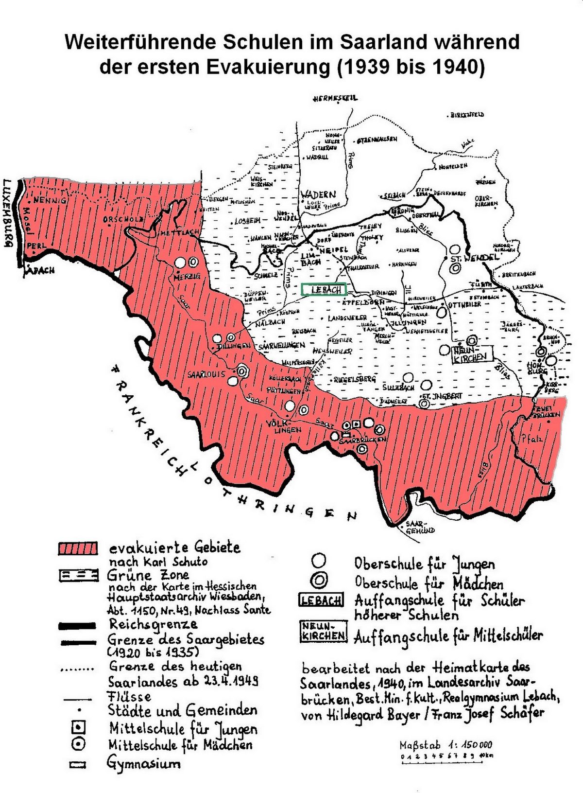 Karte der evakuierten Zone 1939-1940